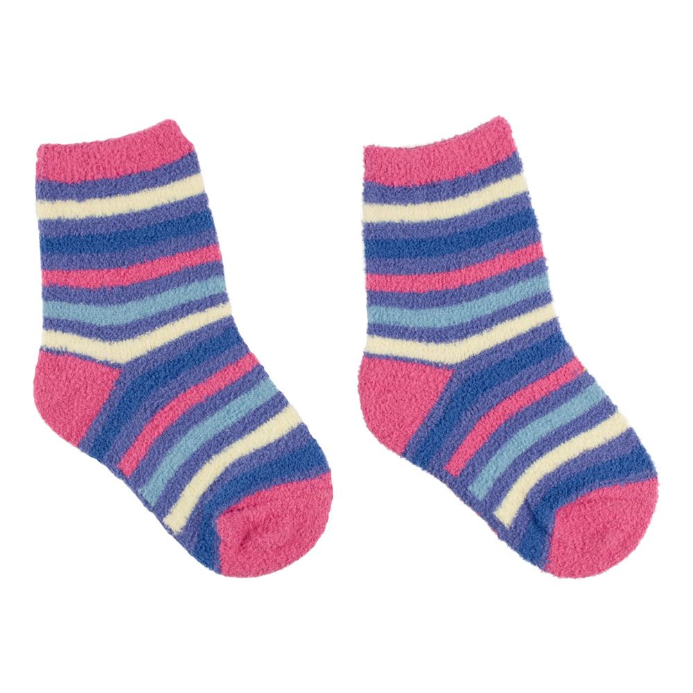 Meia Felpuda Bebê Menina 21-25 Azul Listrada - Pimpolho