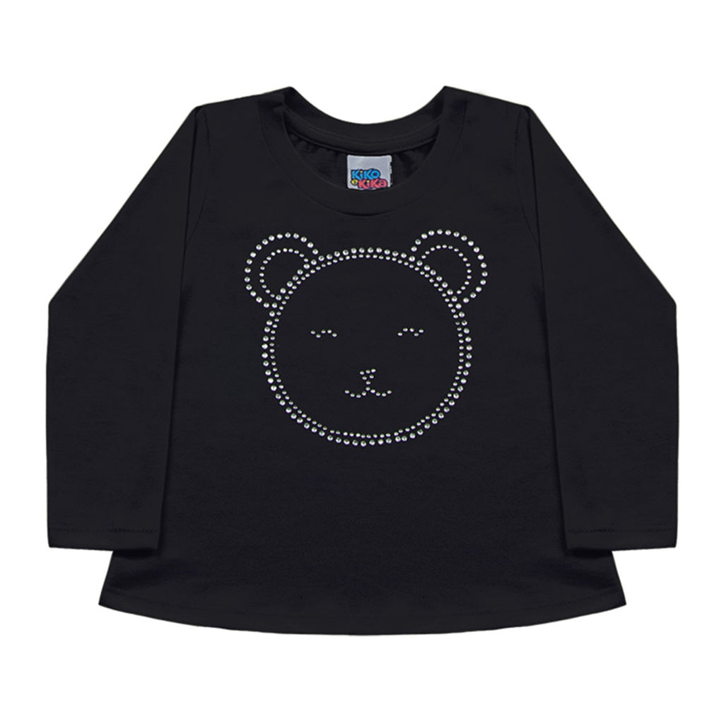 Blusa Manga Longa Infantil Menina Urso - Kiko e kika