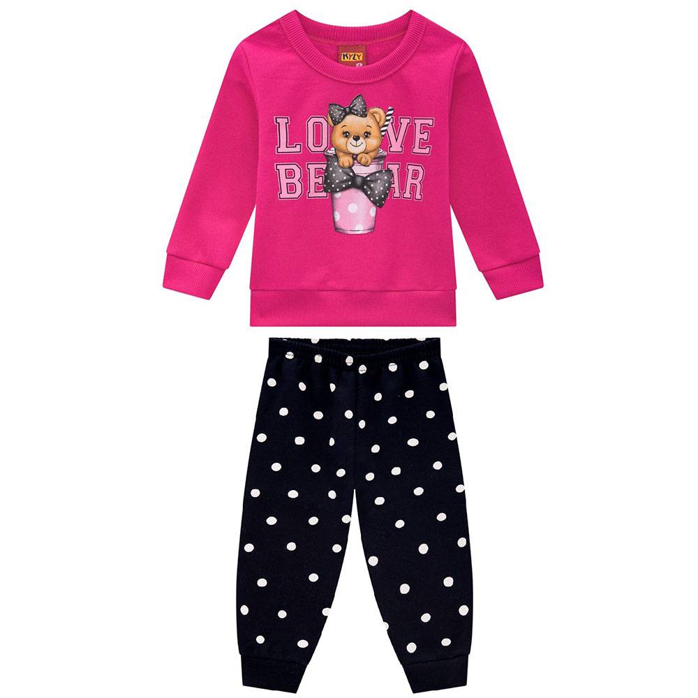 Conjunto Bebê Menina Moletom Peluciado Ursinha - Kyly