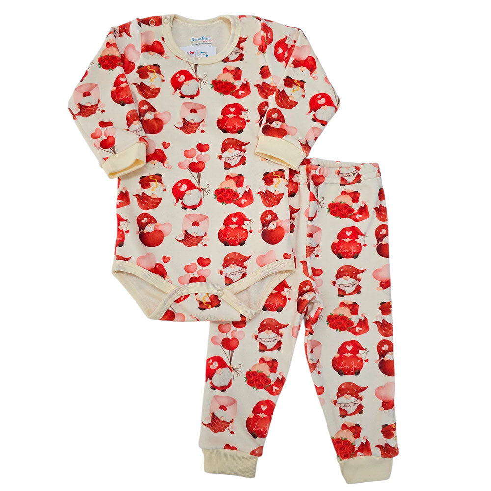Conjunto Body e Calça Fleece Luxo Bebê Corações - Rosebud