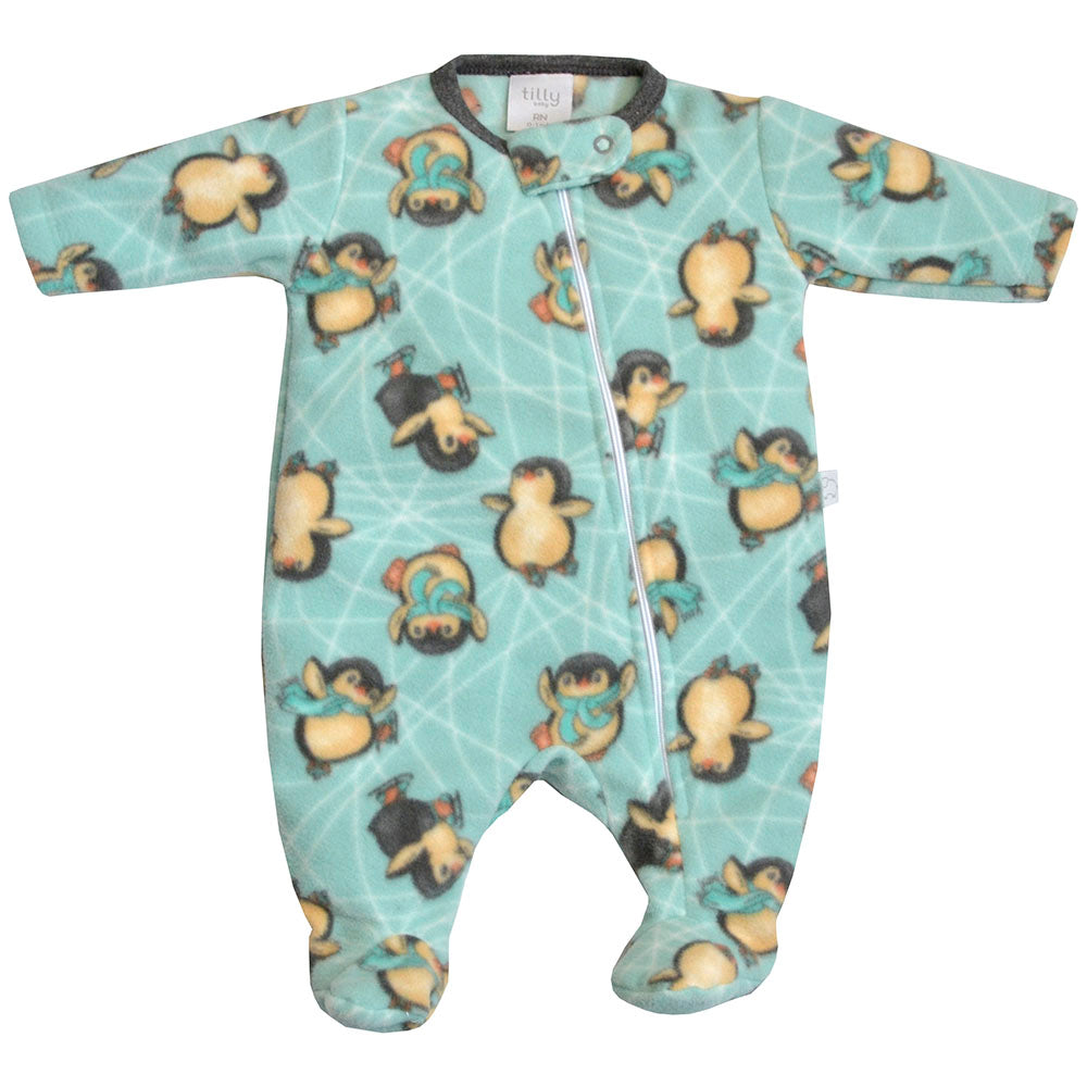 Macacão em Soft Com Zíper Pinguins - Tilly Baby