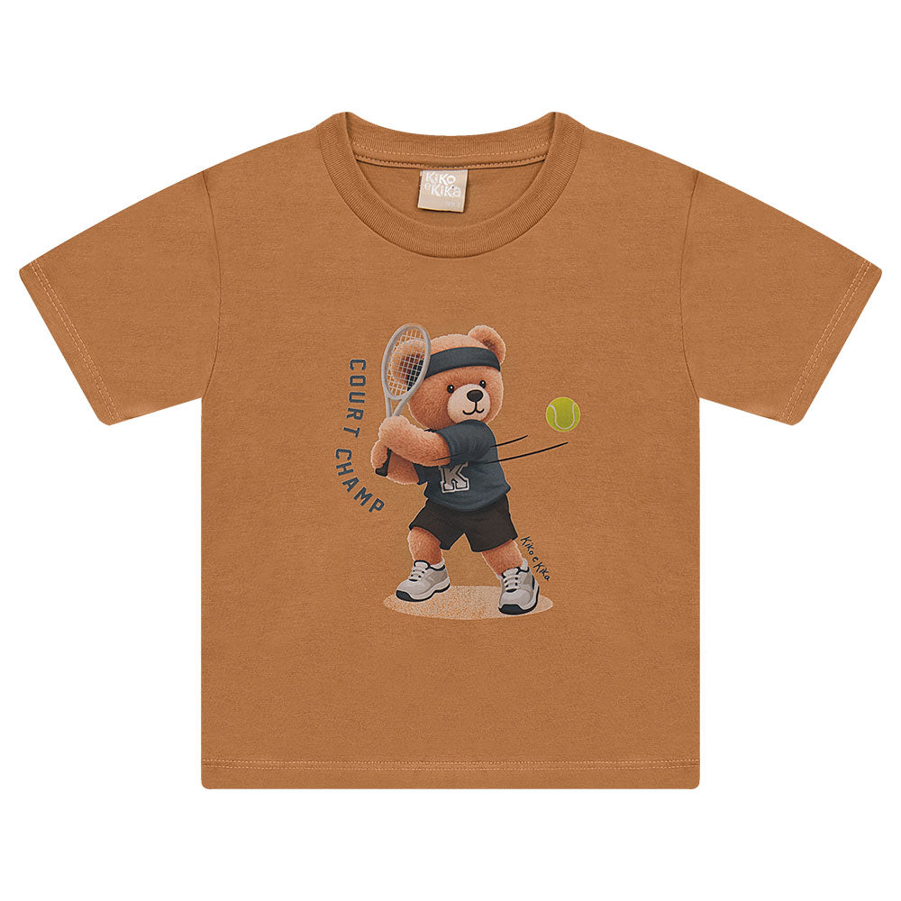 Camiseta Infantil Menino Meia Malha Urso - Kiko e Kika