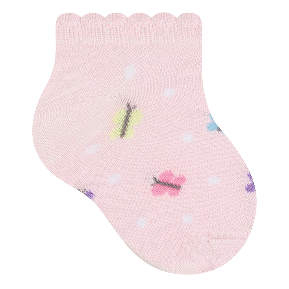 Kit 3 Pares Meia Cano Curto Bebê Menina Flores - Selene
