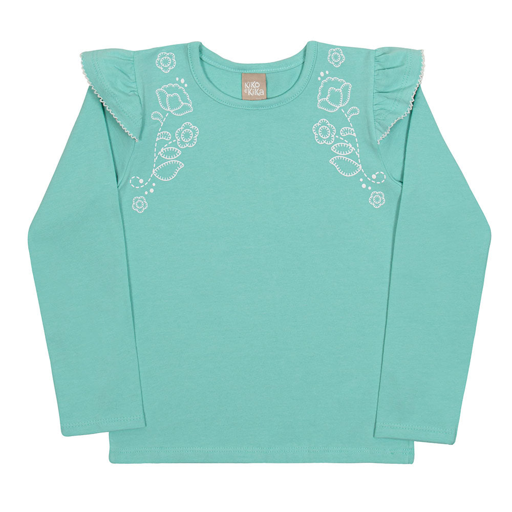 Blusa Infantil Menina em Cotton Flores - Kiko e Kika