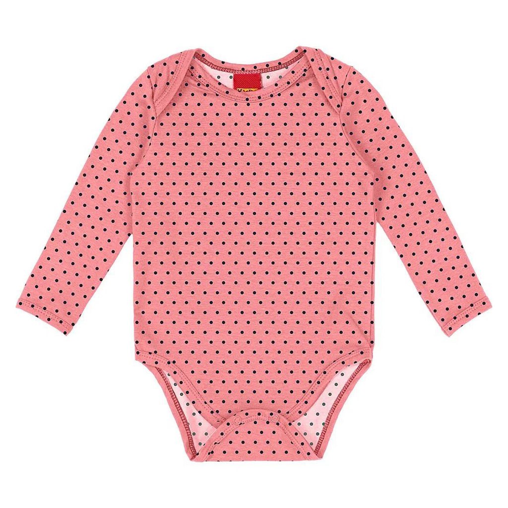 Body Manga Longa Bebê Menina em Cotton Rosa Poá - Kyly