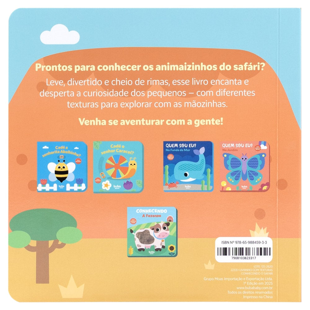 Livro Sensorial Com Textura  Conhecendo o Safári - Buba