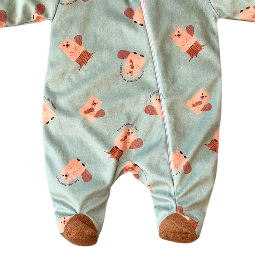 Macacão Plush Bebê Menino Zíper Castor - Tilly Baby