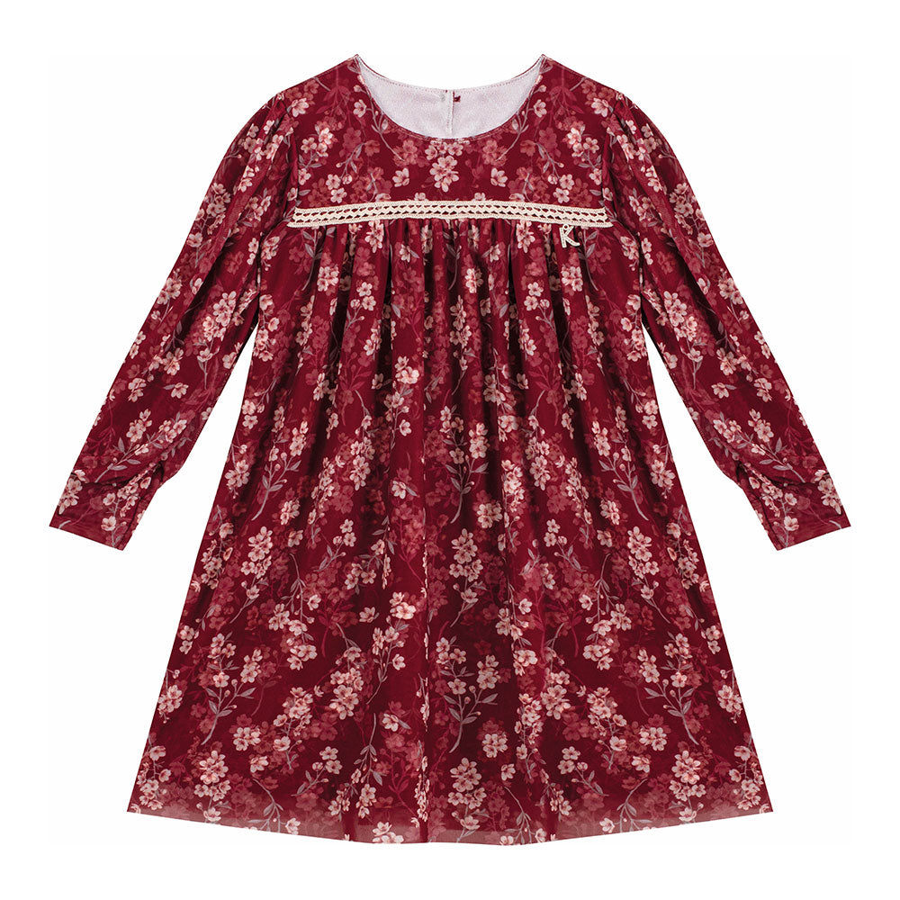 Vestido Infantil Manga Longa Floral  - Kiki Xodó