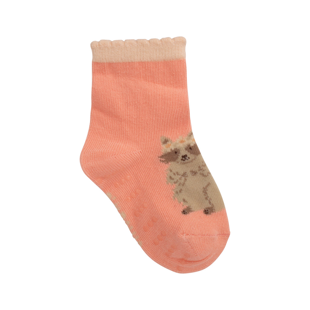 Kit 3 Pares Meia Antiderrapante Menina 21-25 Guaxinim - Pimpolho