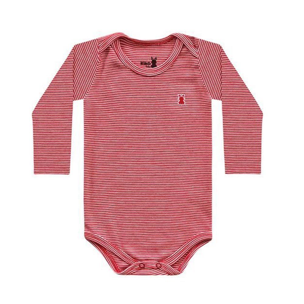 Body Manga Longa Suedine Listrado - Kiko Baby