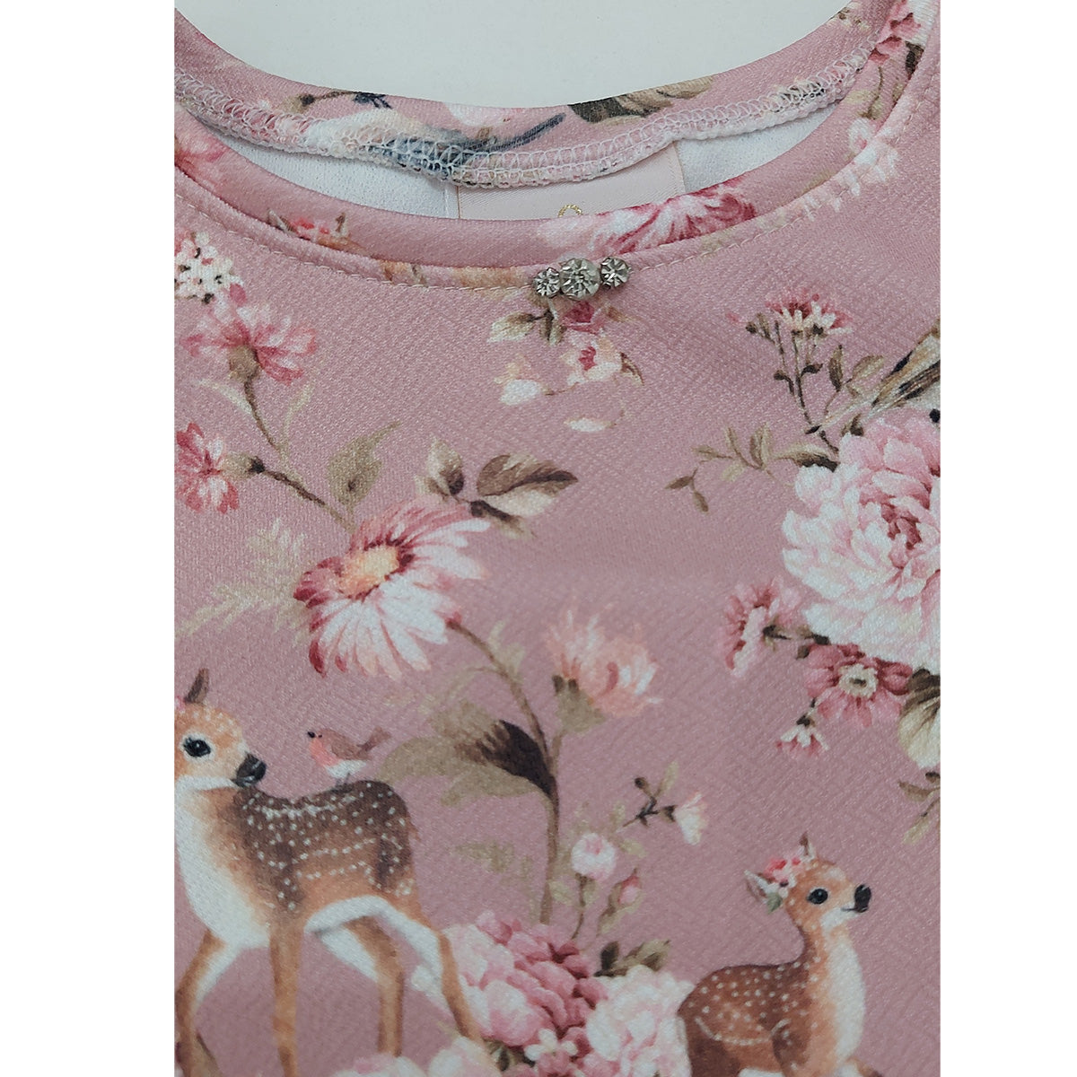 Jardineira em Malha Linho e Blusa em Jacquard Estampado - Kiki Xodó