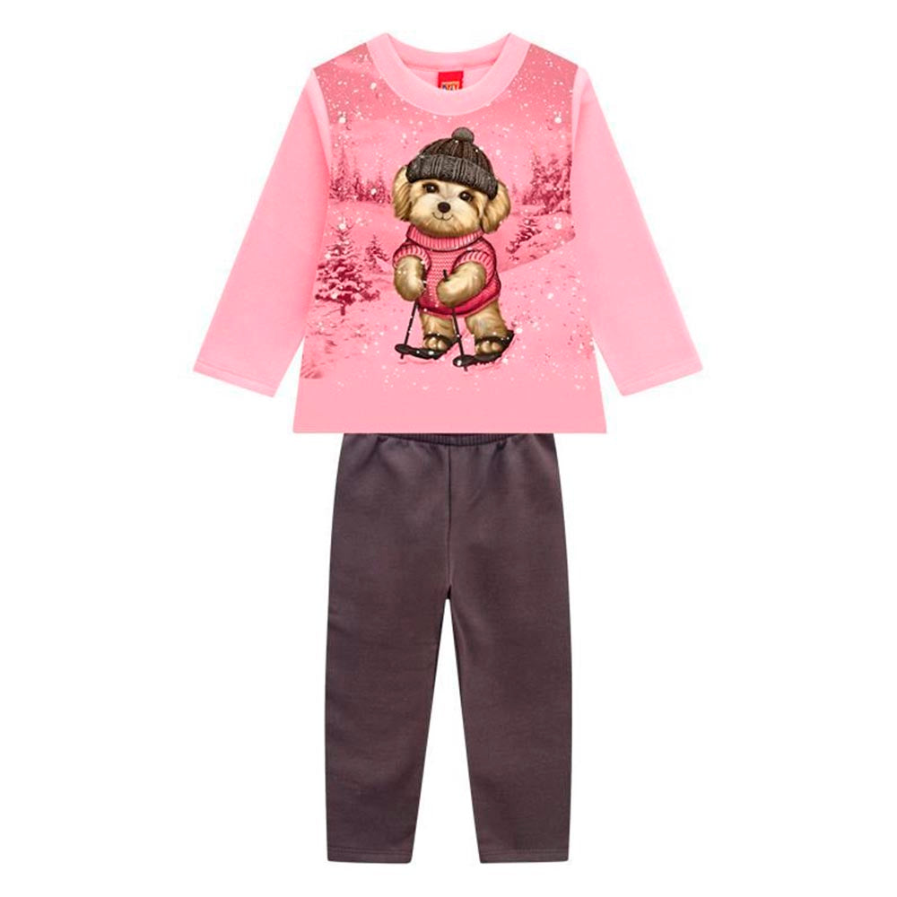 Conjunto Bebê Menina Moletom Peluciado Dog - Kyly