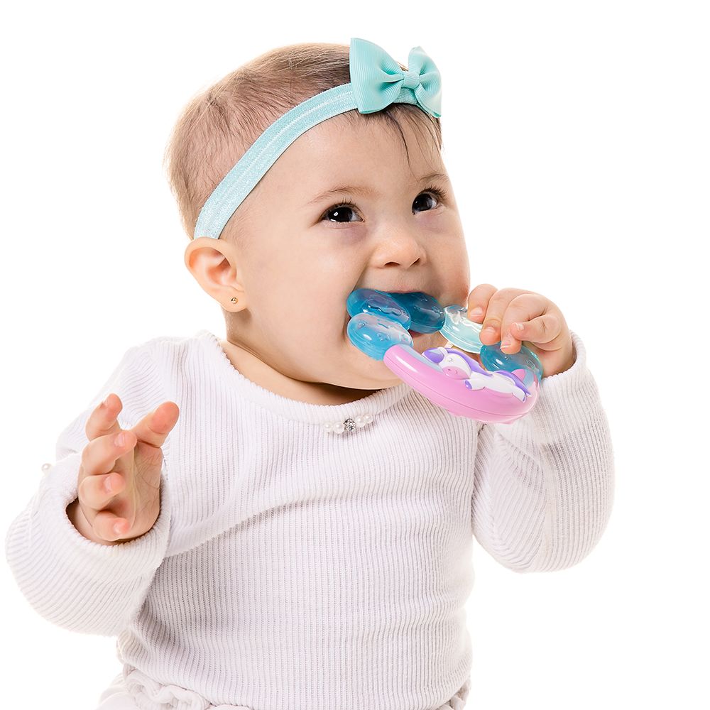 Mordedor Bebê Com Água Unicórnio - Buba