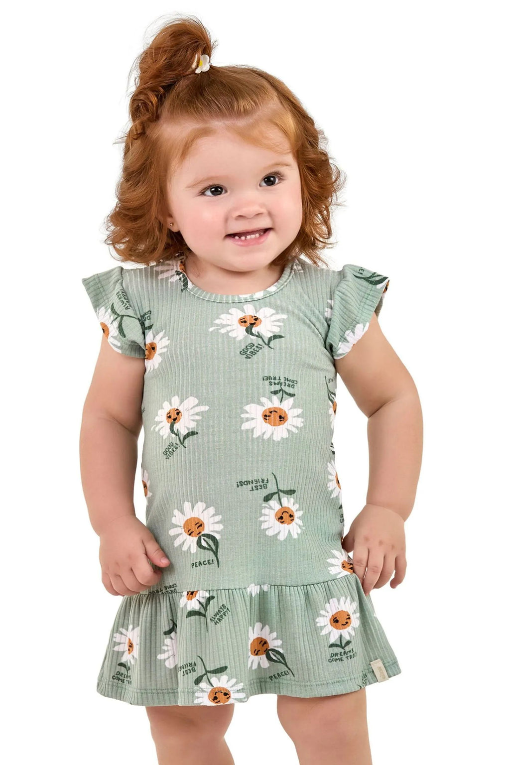 Vestido Canelado Bebê Menina Margaridas - Elian