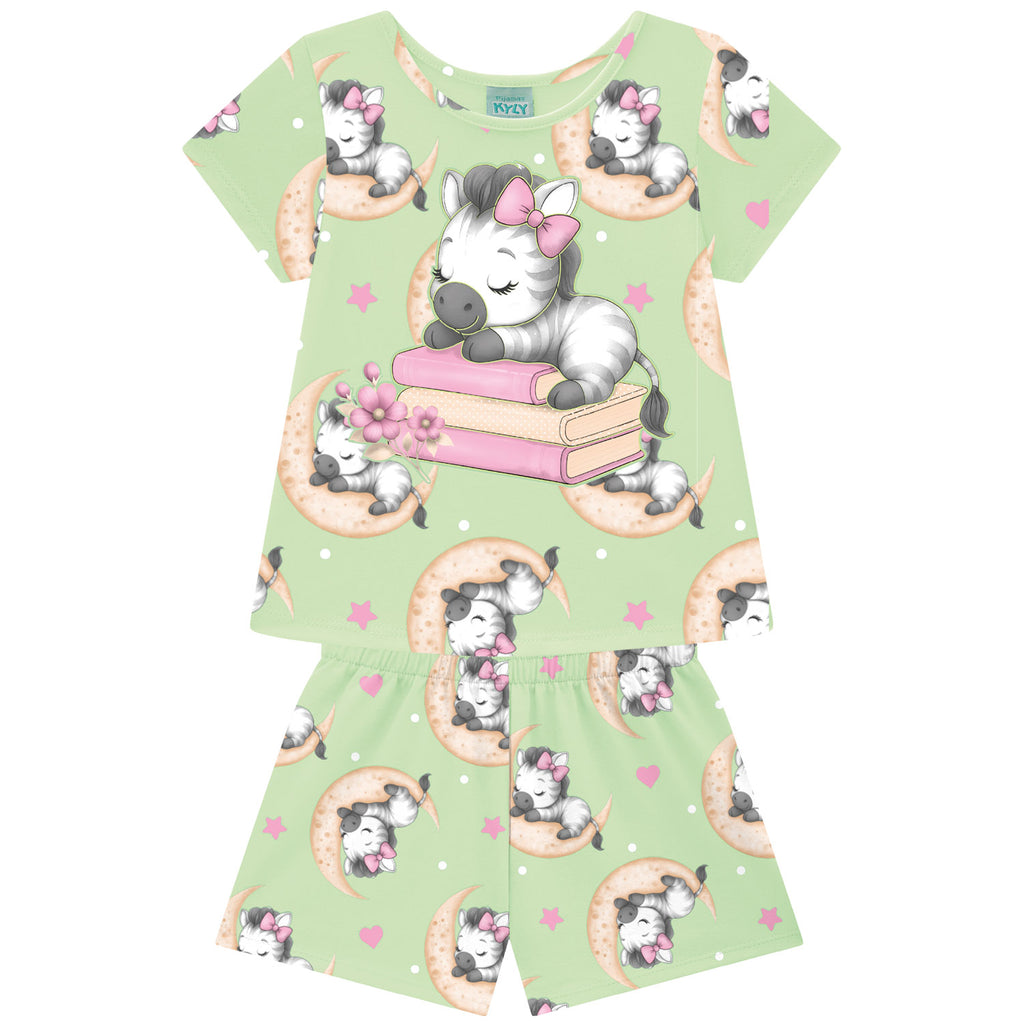 Pijama Infantil Menina Brilha no Escuro Zebrinha  - Kyly