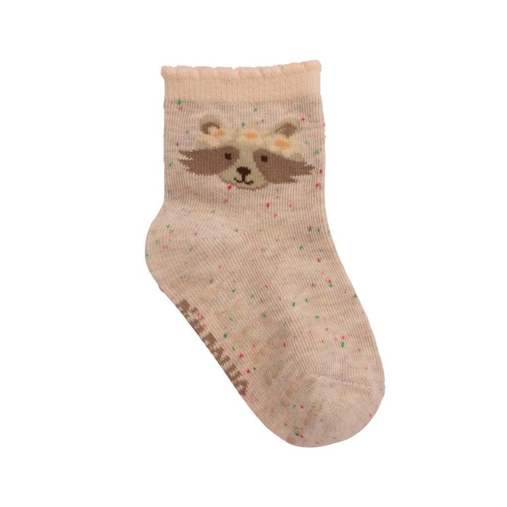Kit 3 Pares Meia Antiderrapante Menina 21-25 Guaxinim - Pimpolho