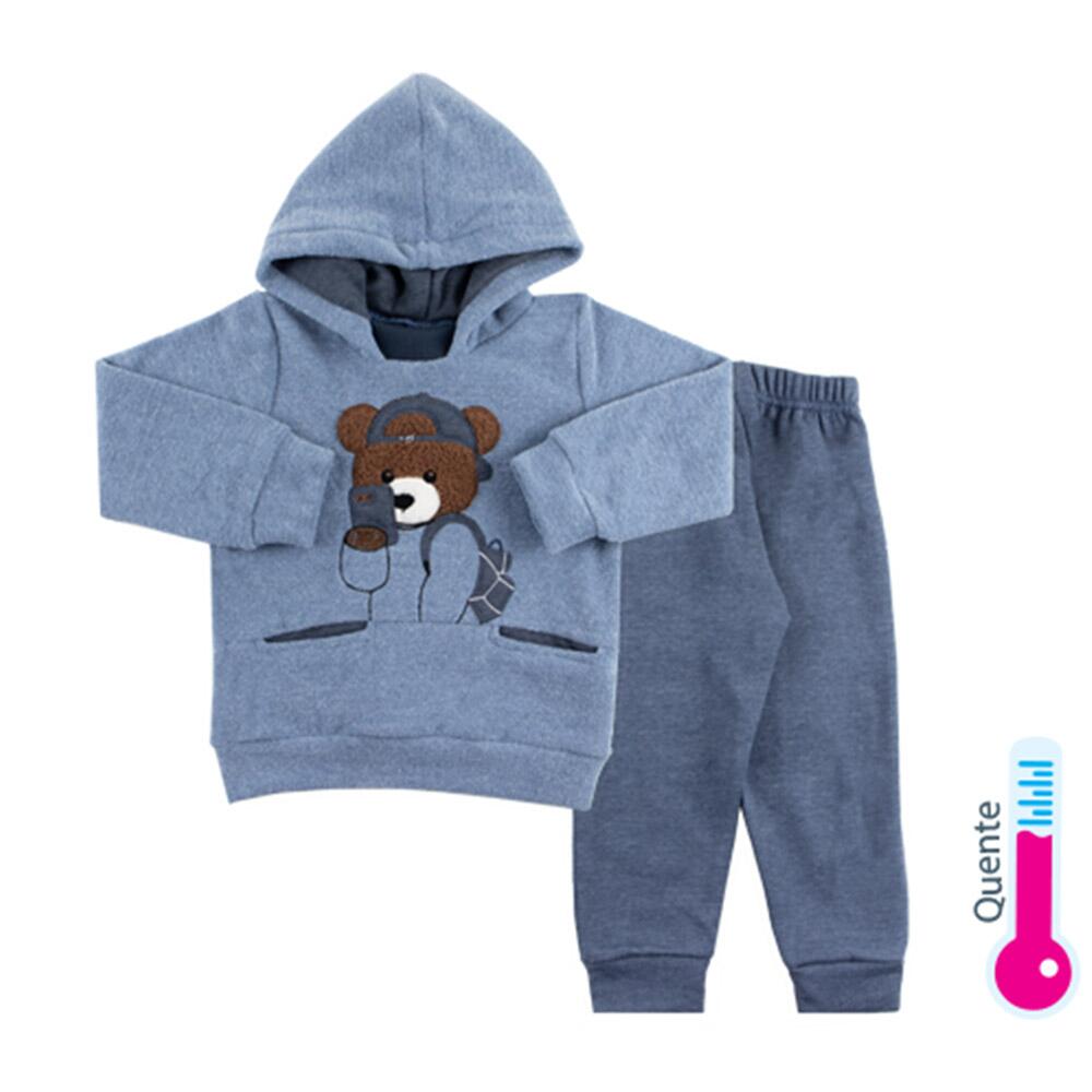 Conjunto Casaco Soft Glacê e Calça Moletom Urso - Rosebud