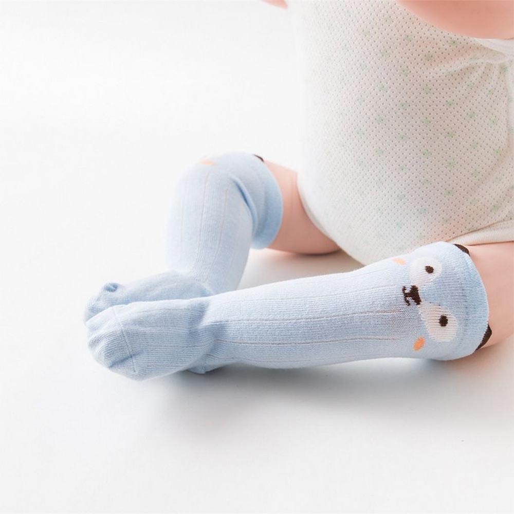 Meia 3/4 Com Antiderrapante Bebê Infantil - Azul Raposa