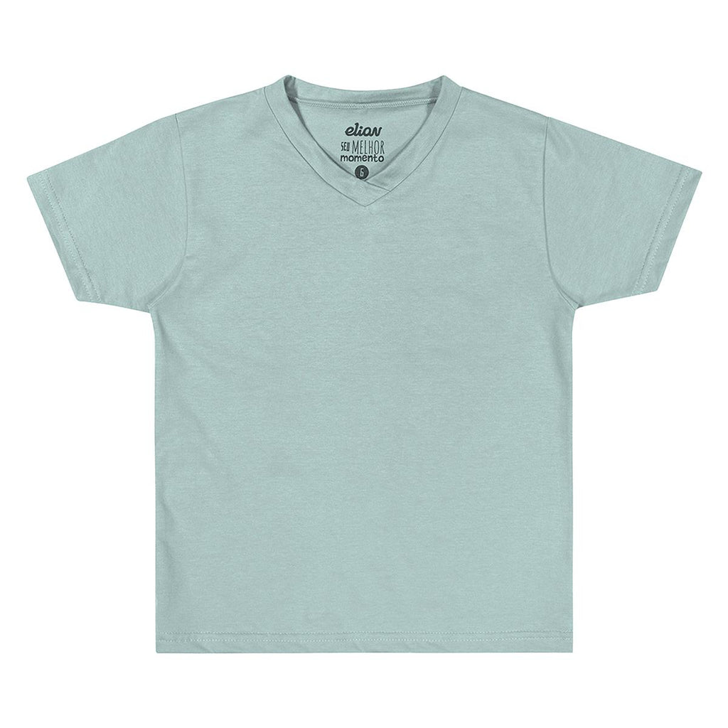 Camiseta Infantil Masculina Lisa Meia Malha Gola V - Elian