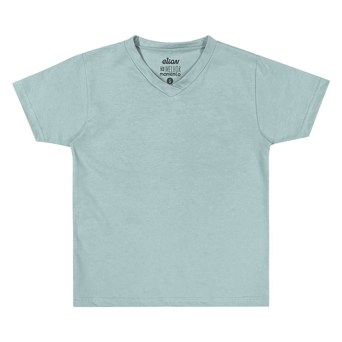 Camiseta Infantil Masculina Lisa Meia Malha Gola V - Elian