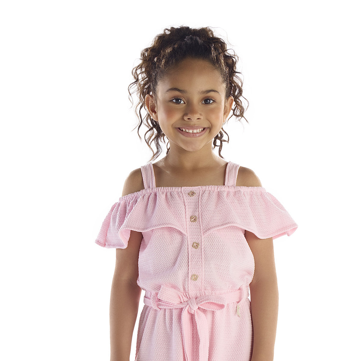 Macaquinho Infantil Menina Babados Laço - Kiki Xodó