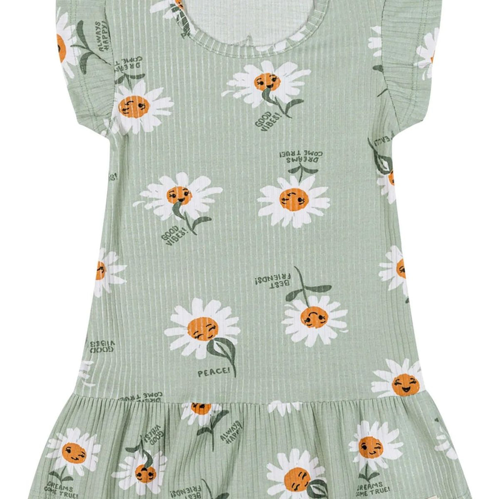 Vestido Canelado Bebê Menina Margaridas - Elian