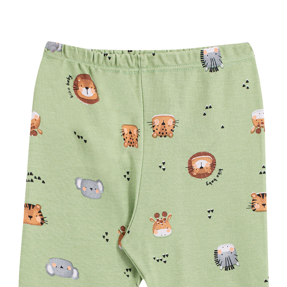 Calça Bebê Menino Vira Pé Suedine Amigos do Safári - Kiko Baby