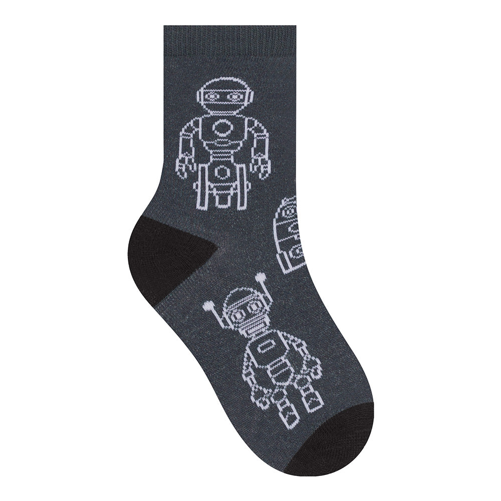 Kit 3 Pares Meia Cano Médio Infantil Menino Robô - Selene