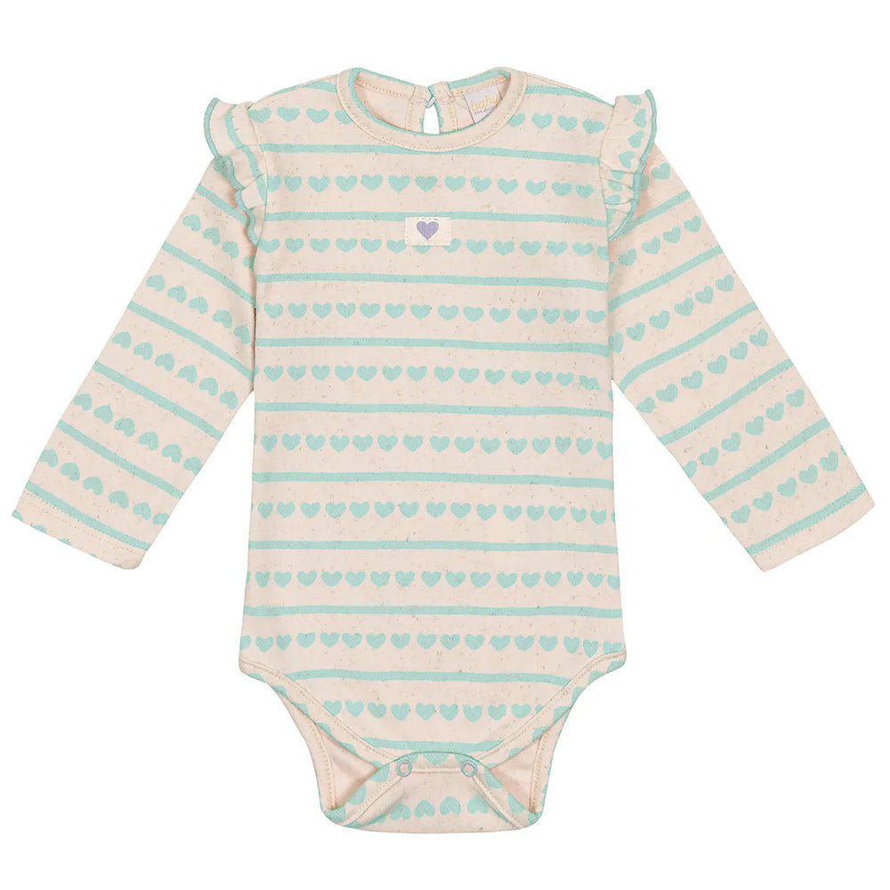 Body Manga Longa Bebê Menina Corações - Abrange