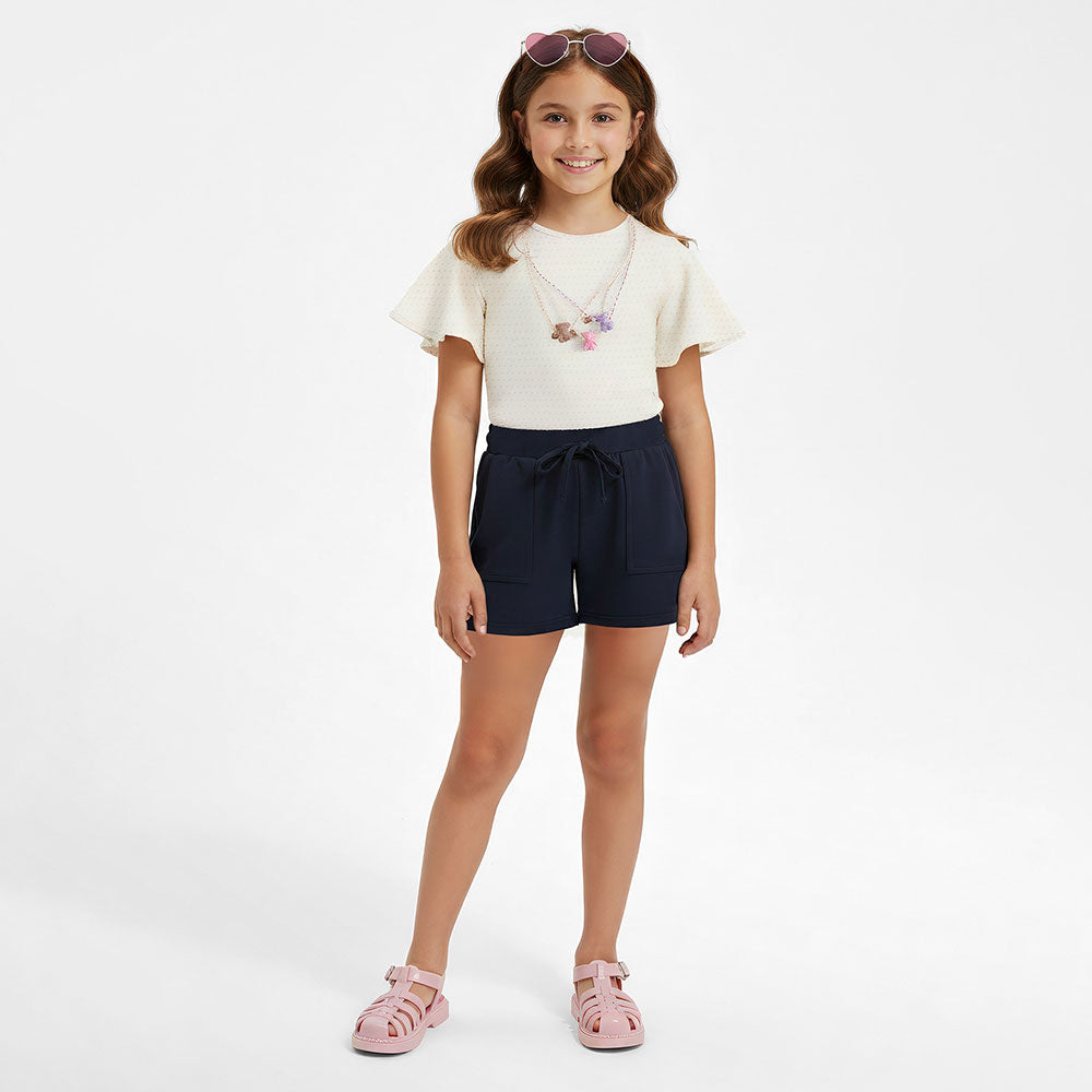 Short Infantil Menina Moletom - Alakazoo