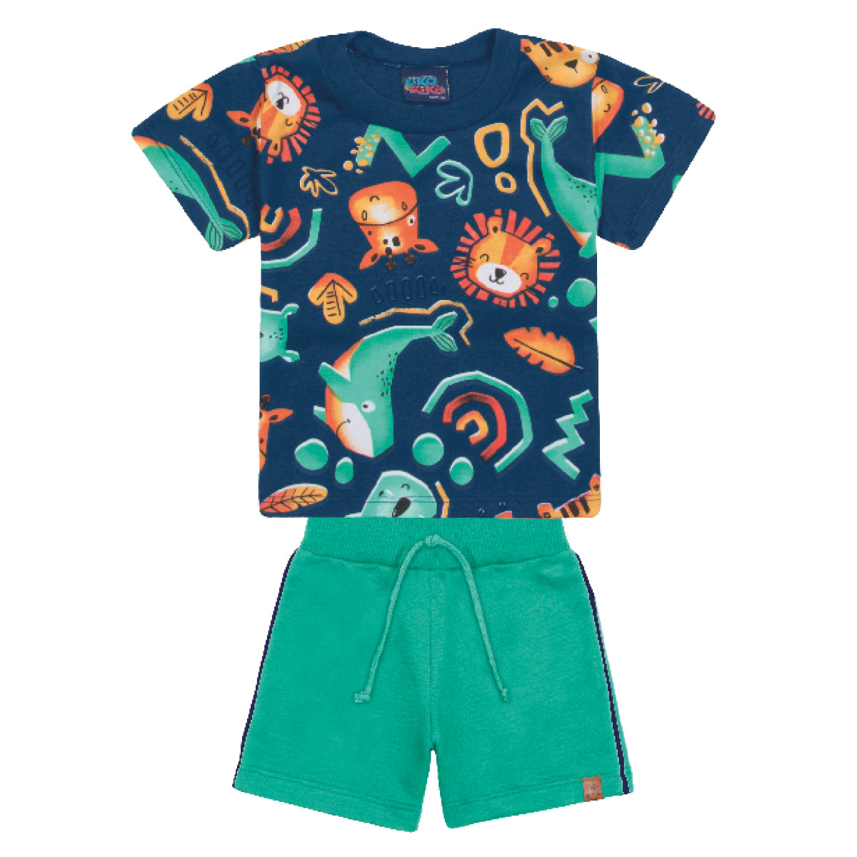 Conjunto Bebê Menino Camiseta Bermuda Safári - Kiko e Kika