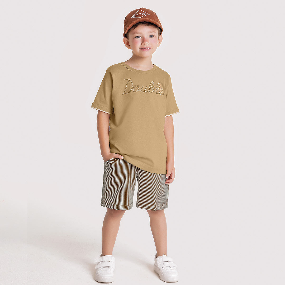 Conjunto Infantil Camiseta e Bermuda Moletinho - Kiko e Kika