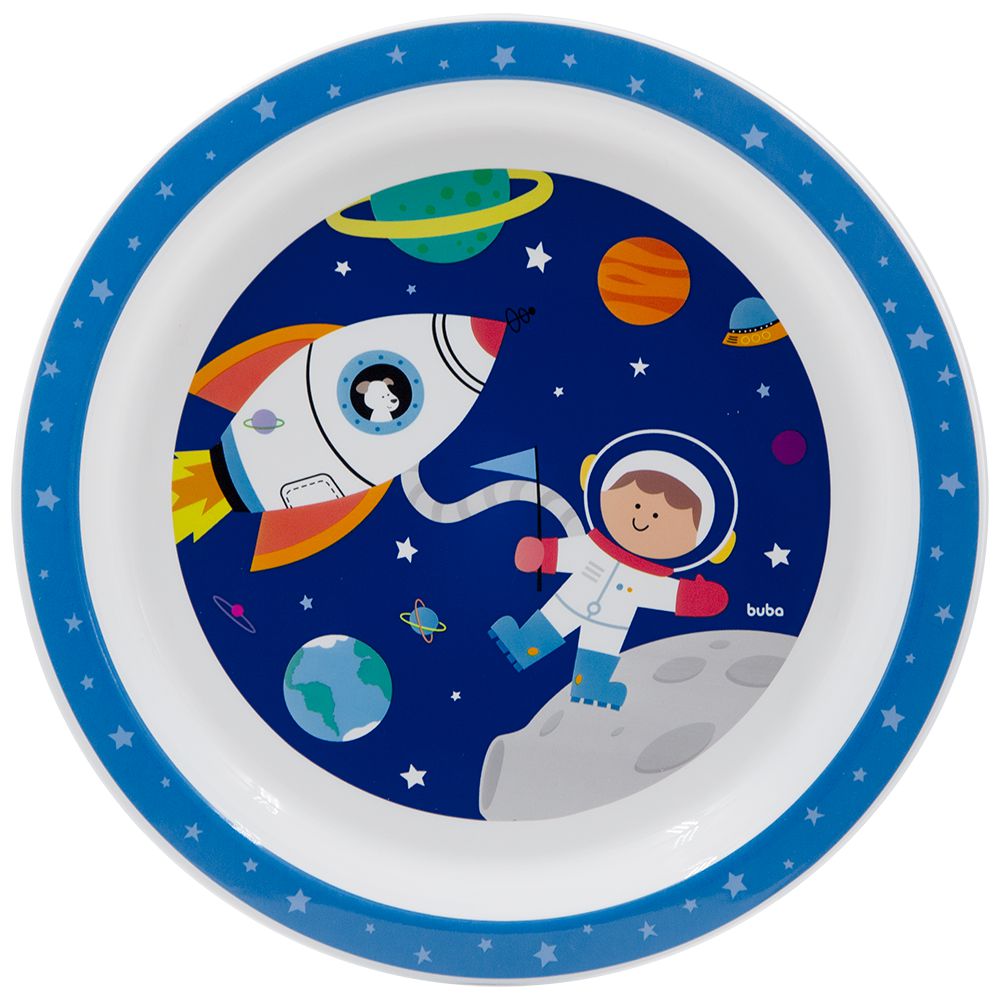 Prato Bebê Infantil Raso Aventuras Astronauta - Buba