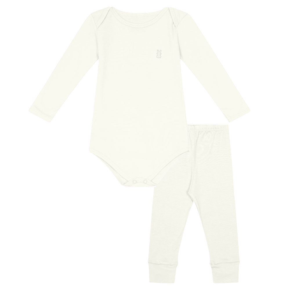 Conjunto Bebê Unissex Body e Calça Suedine Liso - Kiko Baby