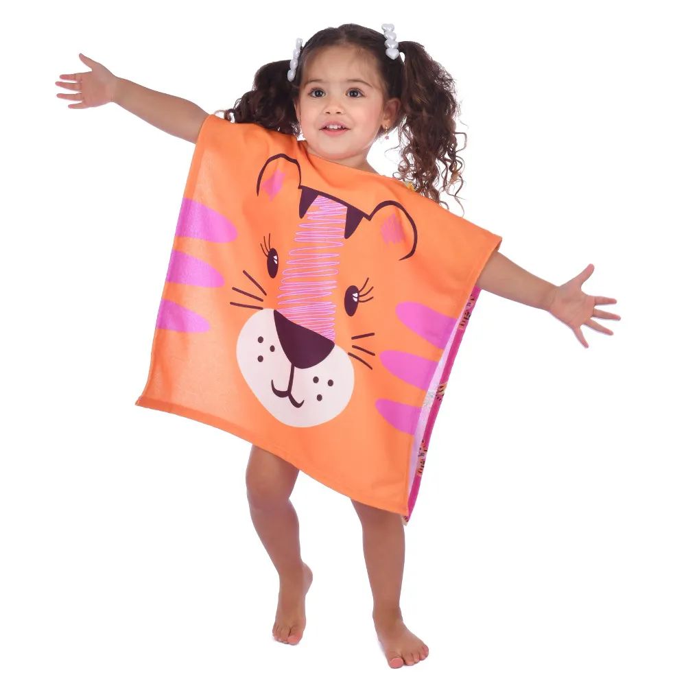 Toalha Poncho Bebê Menina Tigre - Everly