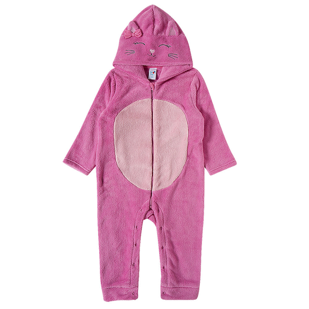 Macacão Infantil em Pelúcia Bichinho Gatinha - Tip Top