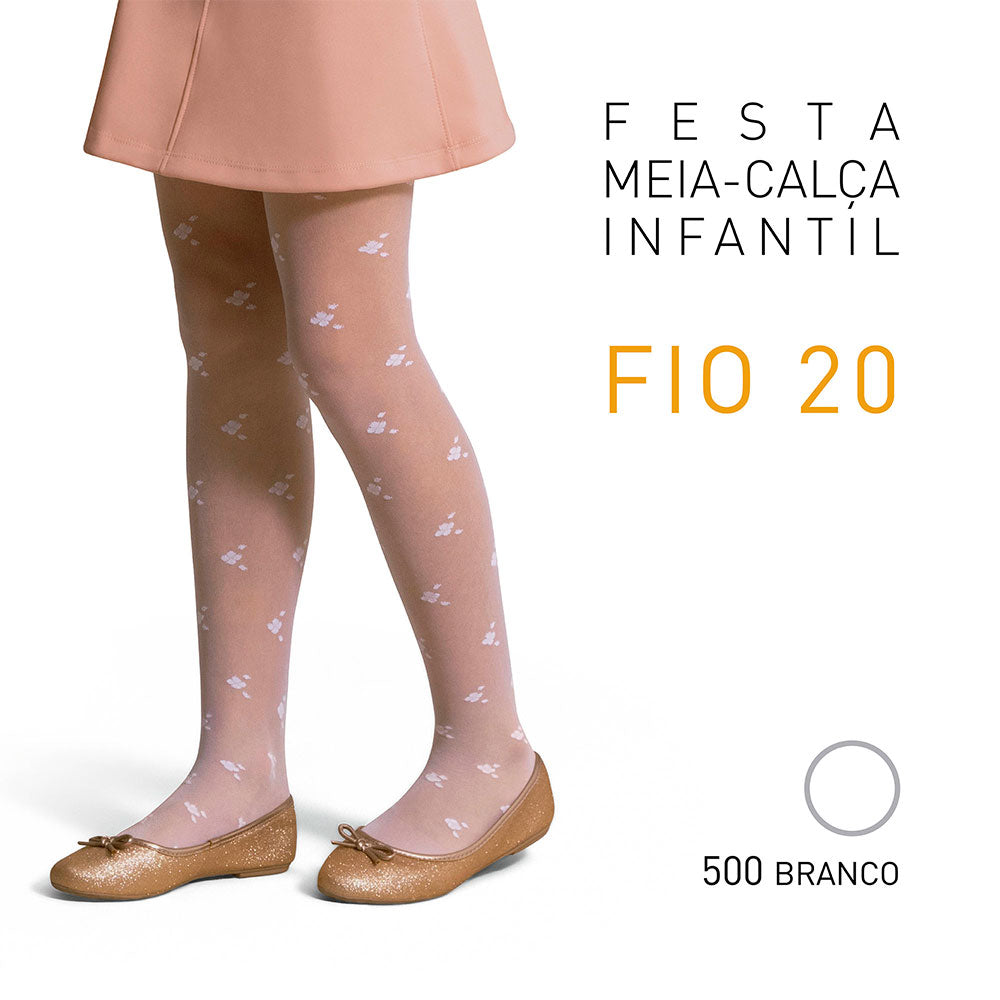 Meia-Calça Fio 20 Fina Bebê Menina Festa - Selene