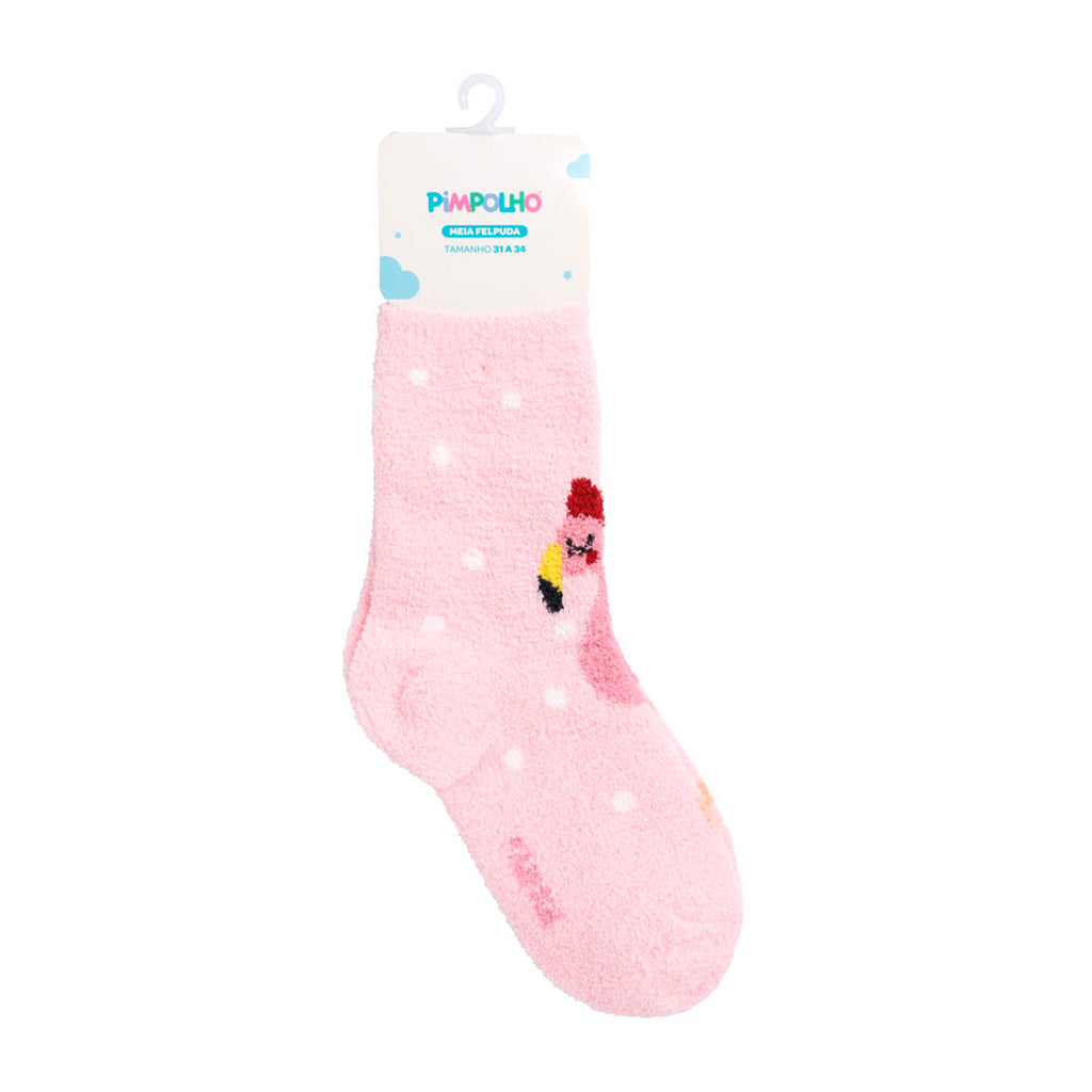Meia Felpuda Infantil Menina 31-34 Flamingo - Pimpolho