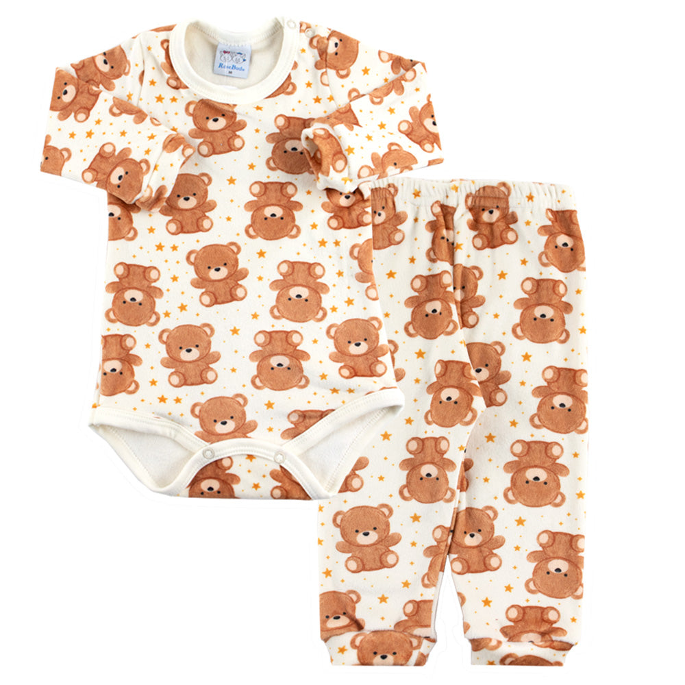 Conjunto Body e Calça Fleece Luxo Ursinhos - Rosebud