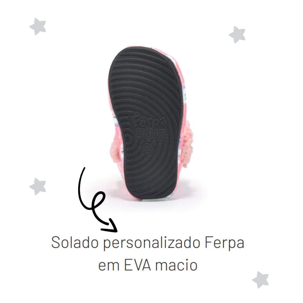 Pantufa Botinha Bebê Ovelhas Sola Emborrachada - Ferpa