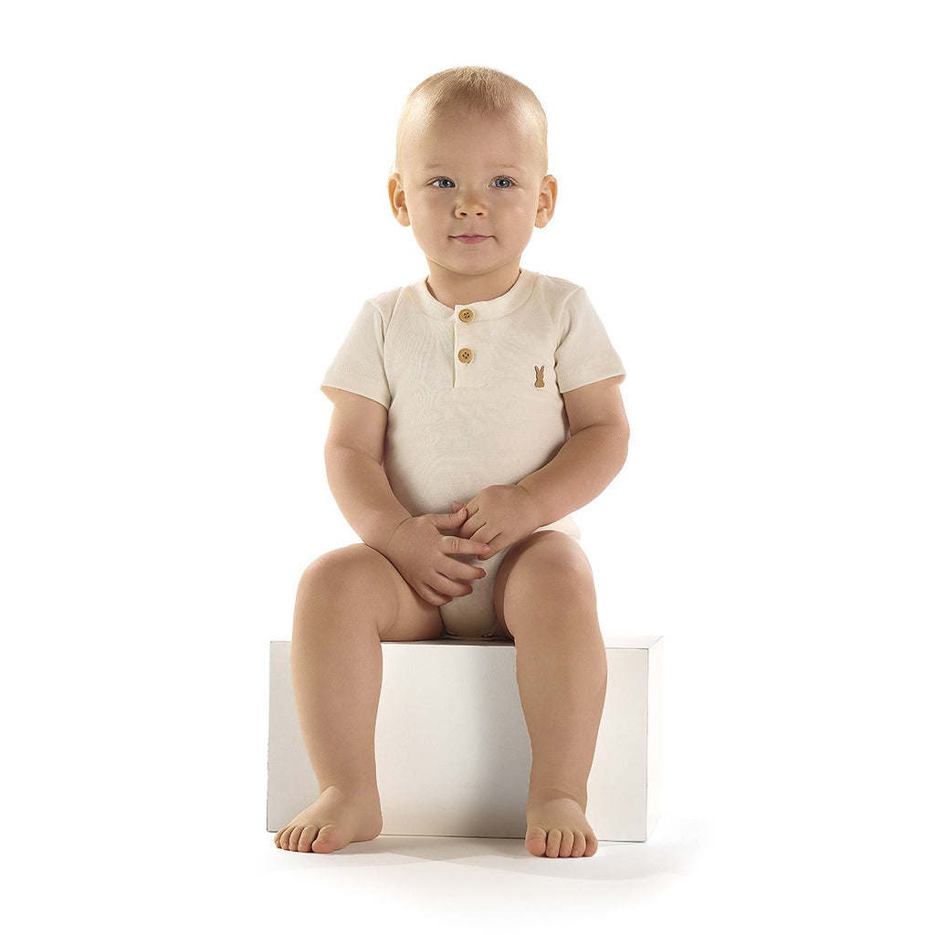 Body Manga Curta Bebê Menino Gola Portuguesa - Kiko Baby