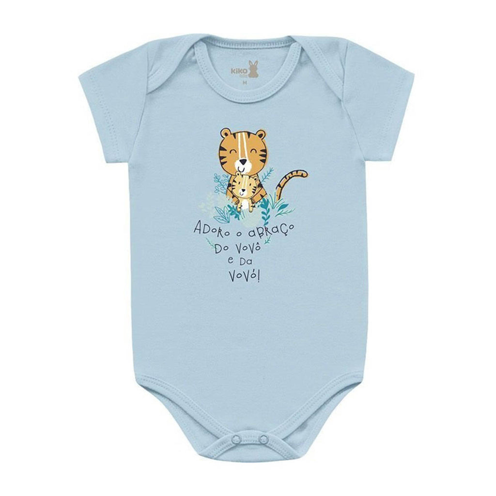Body Manga Curta Bebê Menino Vovô e Vovó - Kiko Baby