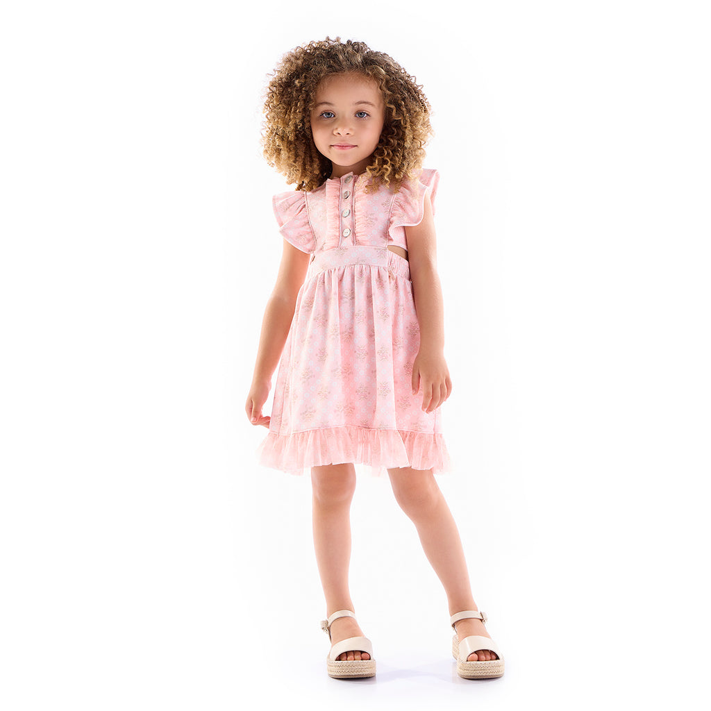Vestido Infantil em Jacquard Estampado - Kiki Xodó
