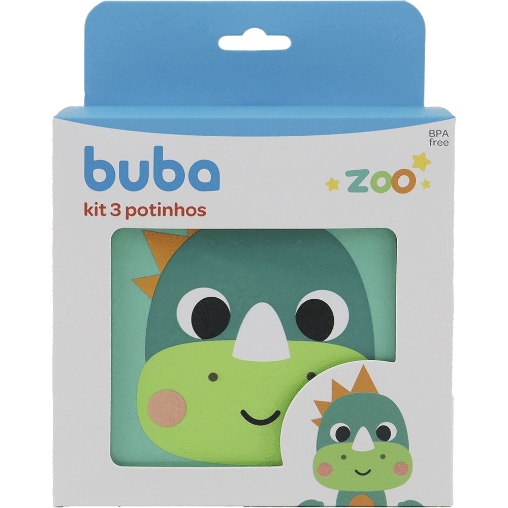 Kit 3 Potinhos Para Bebê Buba Zoo Dino - Buba