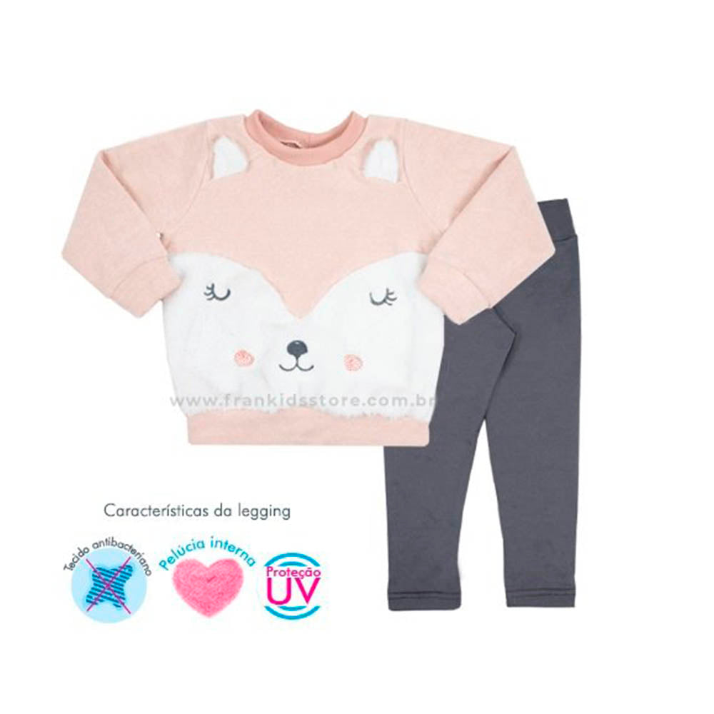 Conjunto Infantil Menina Soft Glacê Legging Térmica - Rosebud