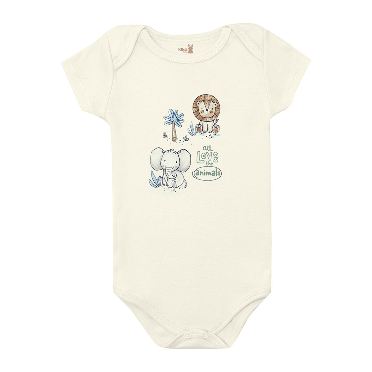 Body Manga Curta Bebê Menino Animais - Kiko Baby