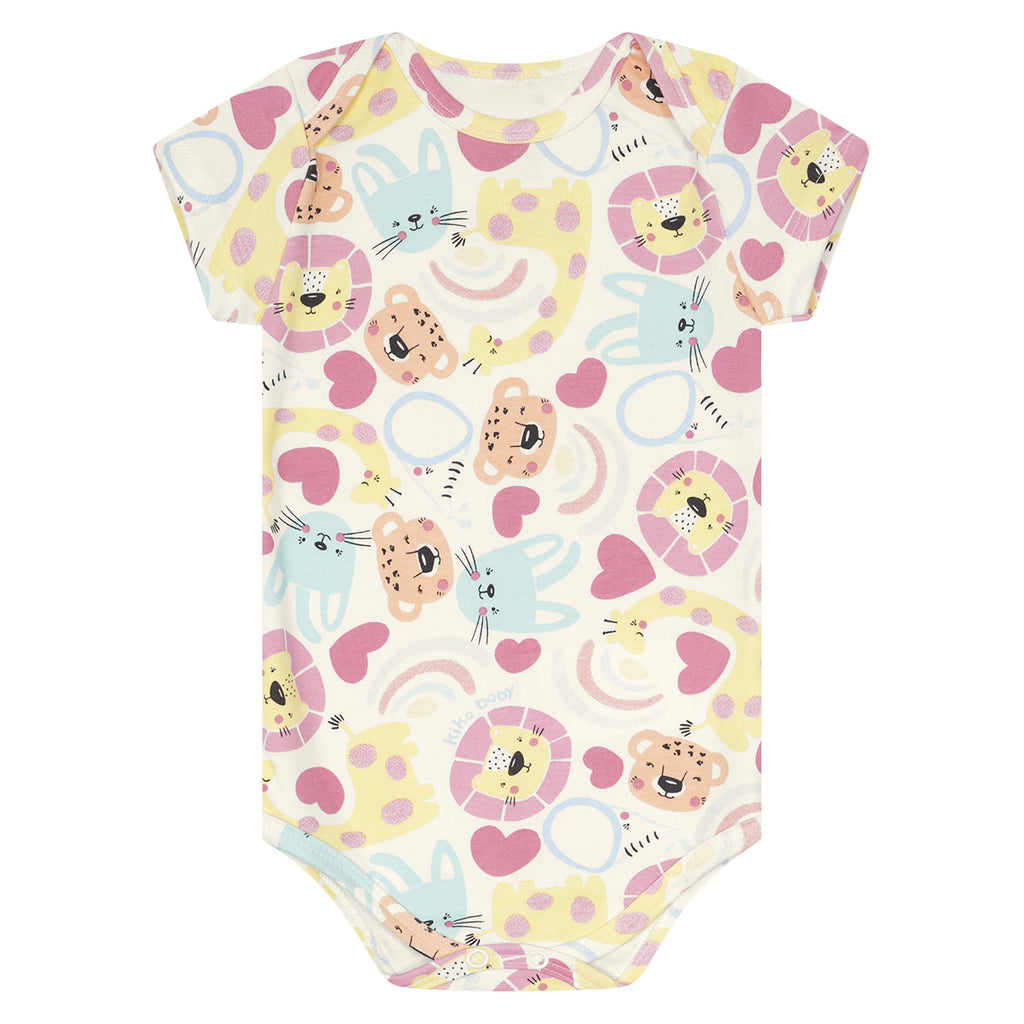 Conjunto Bebê Body e Short Menina Bichinhos - Kiko Baby