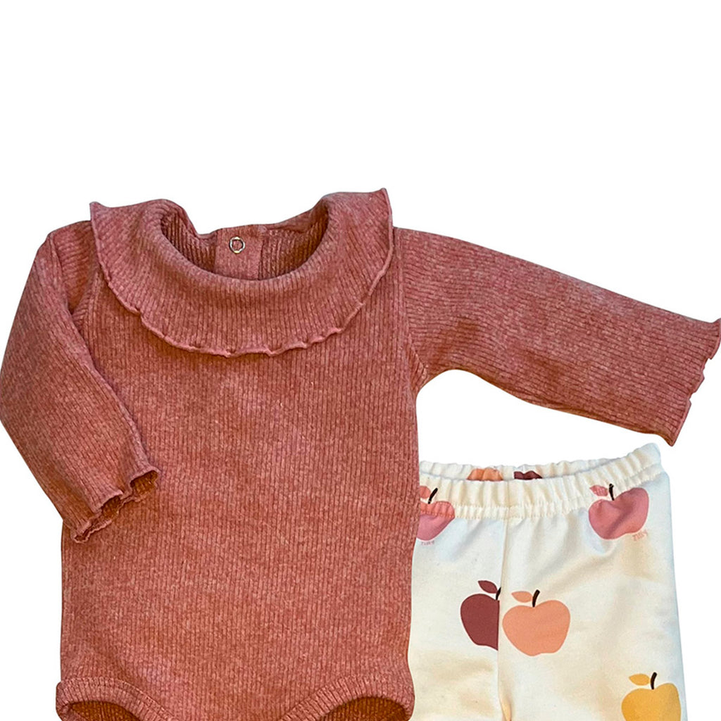 Conjunto Bebê Menina Body Canelado Calça Maçãs - Tilly Baby