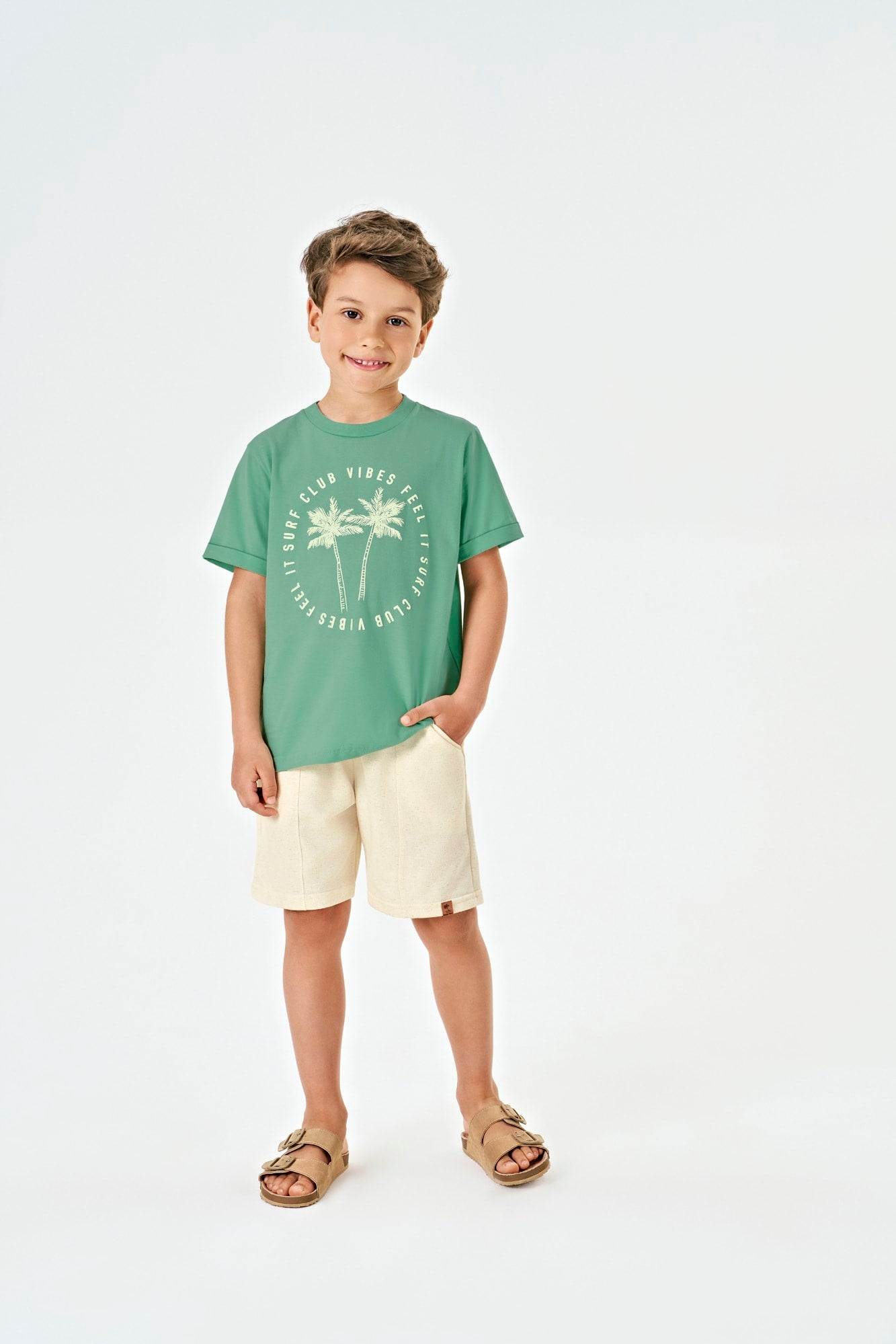 Camiseta Infantil Menino Meia Malha Tropical - Kiko e Kika