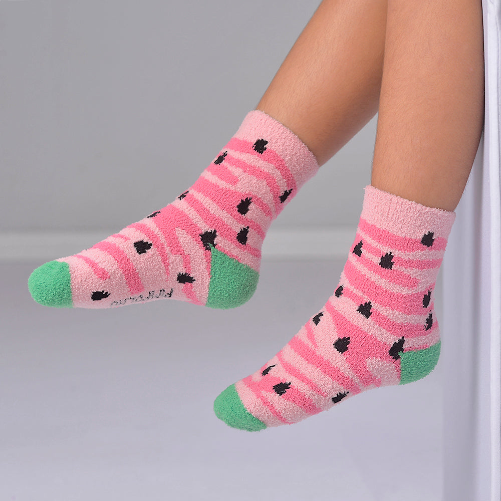 Meia Felpuda Infantil Menina 26-30 Melancia - Pimpolho